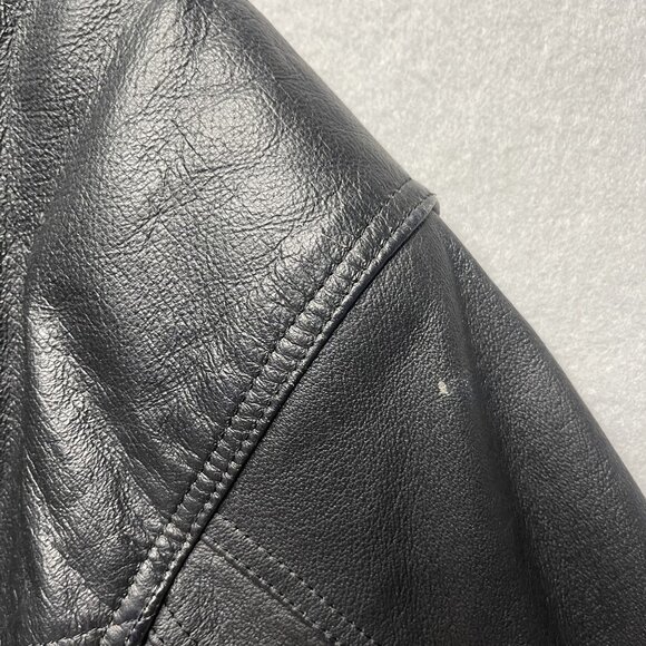 Vtg Charles Klein Black Genuine Leather Jacket Unique Seam Design Belted Waist - Picture 8 of 9